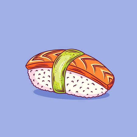 Anago sushi. Japanese traditional food icon. Isolated vector illustration.のイラスト素材