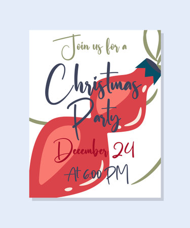 Modern Christmas Party invitation with handwritten modern brush lettering.のイラスト素材