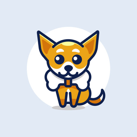 Cute Kawaii Puppy Dog Mascot Cartoon Logo Design Icon Illustration Character Hand Drawn. Suitable for every category of business, company, brand like pet store or pet shop, toys, food, and many moreのイラスト素材