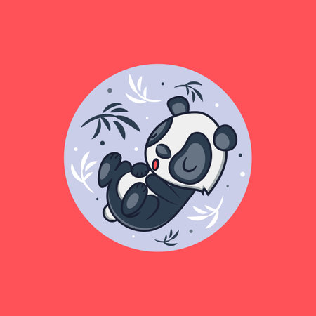 Cute Panda Sleeping Cartoon Vector Icon Illustration. Animal Nature Icon Concept Isolated Premium Vector. Flat Cartoon Styleのイラスト素材