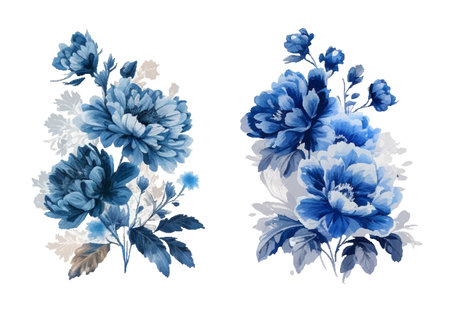 Vintage Watercolor Blue Flowers. can be used for wallpaper,pattern fills,web page background,surface texturesのイラスト素材