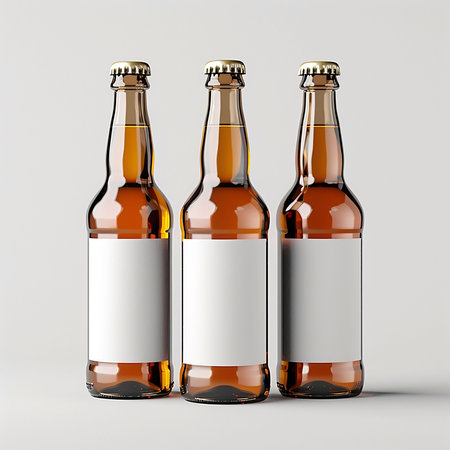 Beer Bottle Mock-Up - Three Bottles. Blank Labelの写真素材