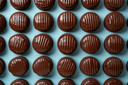 mini cakes with chocolate and strawberriesの写真素材