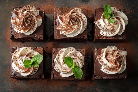 Mini Chocolate Cake background top viewの写真素材