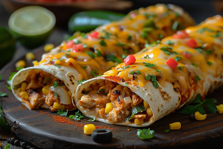 Beef enchiladas with tomato sauce and cheese in plate