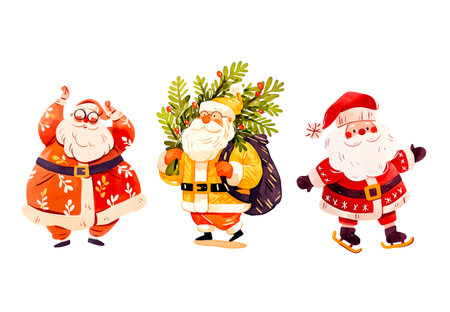Santa claus . Christmas theme . Watercolor paint cartoon characters . Isolatedのイラスト素材