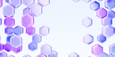 Abstract hexagon pattern 3d background. Futuristic sci fi honeycomb design. Glass holographic...