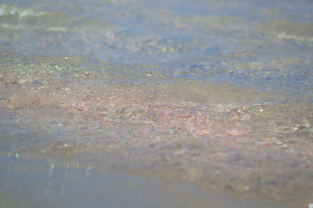 Clear sea water over pink sand as abstract backgroundの写真素材