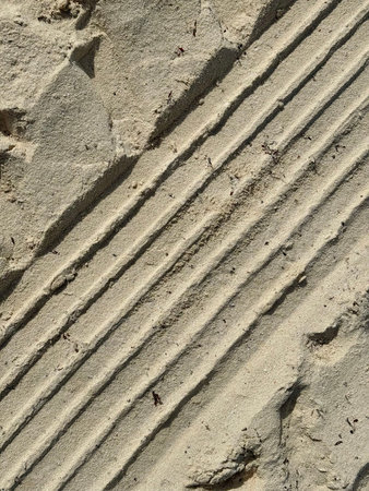 Relief on the sand from tyres.の写真素材