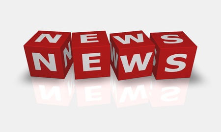 Cube word News in white and redの写真素材