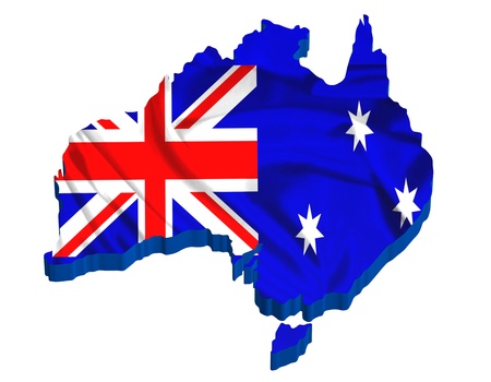 Australia Map rendered with flag over the mapの写真素材