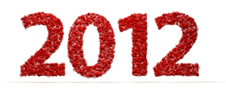 2012 new year modeled with tridimensional bubblesの写真素材