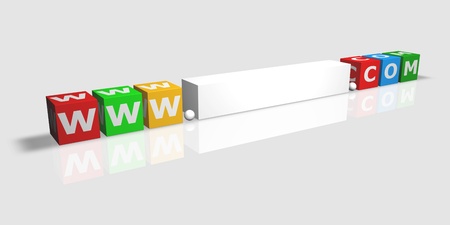 World wide web address in color cubes with dot comの写真素材