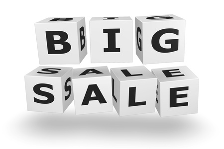 White cubes with big sales words with shadowの写真素材