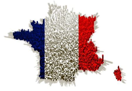 Illustration of france with blocks on white background with shadowの写真素材