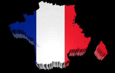 Illustration of france on black background with mirrorの写真素材