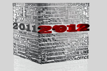 Illustration of 2012 new year render in 3D