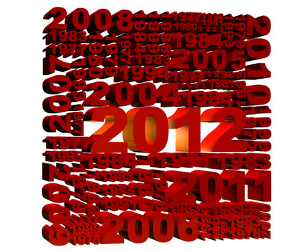 Illustration of 2012 new year render in 3D