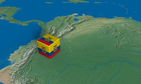 Location of Equador with a cube over the mapの写真素材