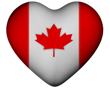 Illustration of heart with flag of Canadaの写真素材