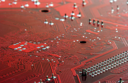 Abstract perspective in macro detail of a motherboardの写真素材