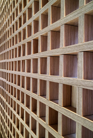 Architecture detail of wood work in a wall of one houseの写真素材