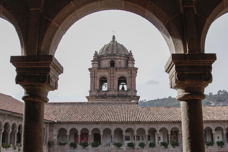 Interior architecture and detail of arcs in the Templo de Santo Domingo in Cuzco Peru. Historical district.の写真素材