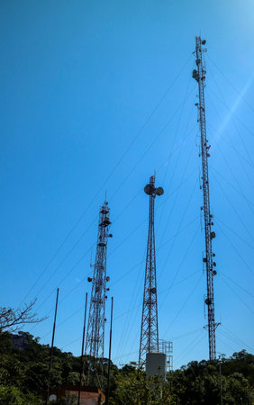 Group of antenna on top of Pico do Jaragua, the highest hill of Sao Paulo