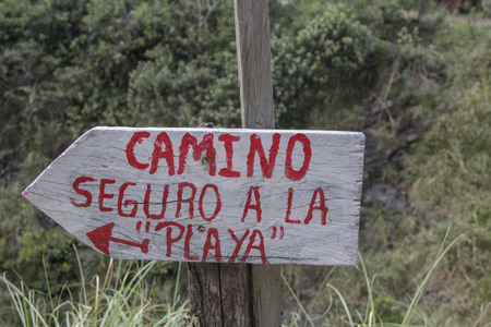 sign at the Salkantay mountain trek in Peru Cuzcoの写真素材