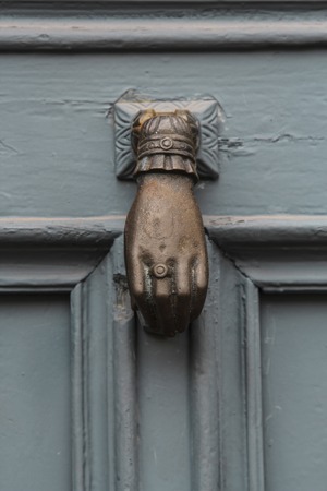 architecture detail of colonial home door in historical area Cuzco Peru. Work over wood.の写真素材
