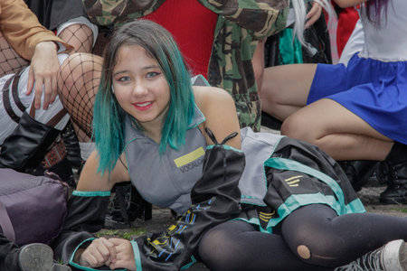 Sao Paulo, Brazil - February 17,2019: Unidentified girl dressed in a costume in Cosplay Walk 2019 at...