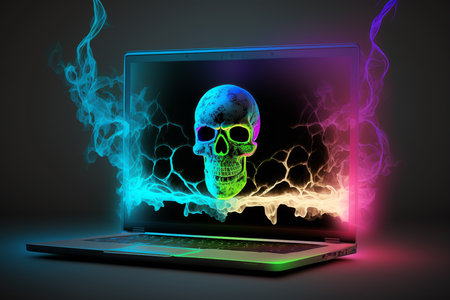 Conception of a hacked laptop during hacker attackの写真素材