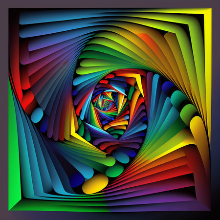 Colorful illustration of a fractal mandala in modern styleの素材