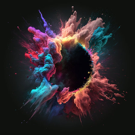 Colorful illustration of a dust explosion in space in a realistic styleの素材
