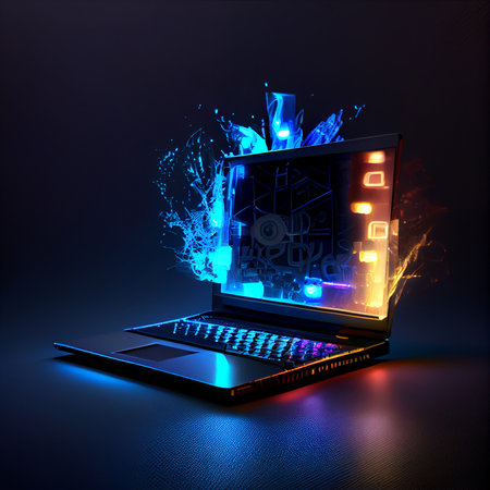 Conception of a hacked laptop during ransomware attackの素材