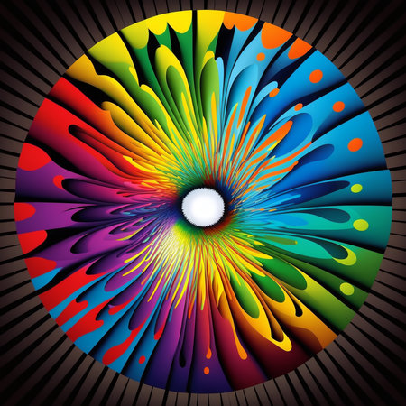 Colorful illustration of a fractal mandala circle in modern styleの素材