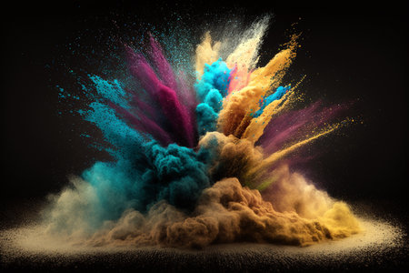 Colorful illustration of a dust explosion in a realistic styleの素材