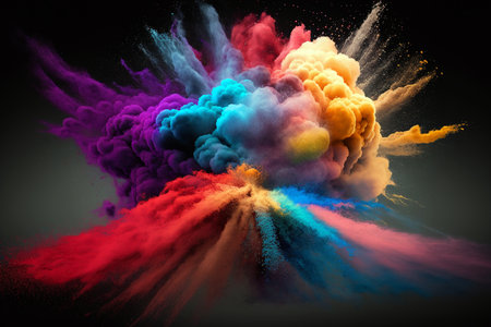 Colorful illustration of a dust explosion in space in a realistic styleの素材