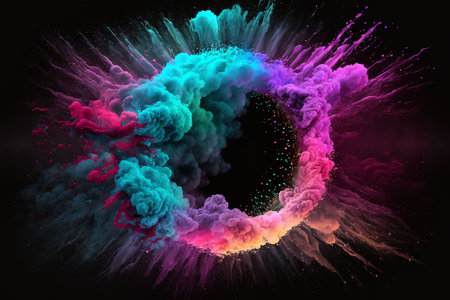 Colorful illustration of a powder explosion in a realistic styleの素材