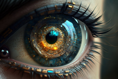 Illustration of a robotic bionic digital eyes conceptionの素材