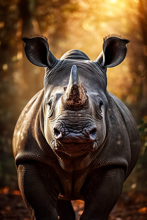Male African Rinho large detail of face in focus with great detailの素材
