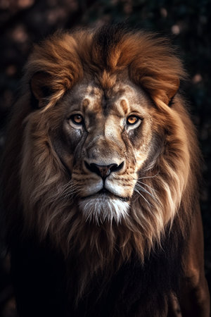 Male African Lion large detail of face in focus with great detailの素材
