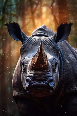 Male African Rinho large detail of face in focus with great detailの素材