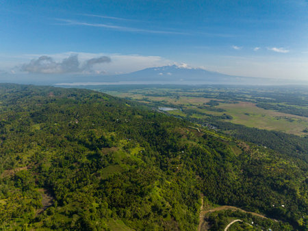 Scenic view of mountain of Lanao del Norte. Blue sky and clouds. Mindanao. Philippines.の写真素材