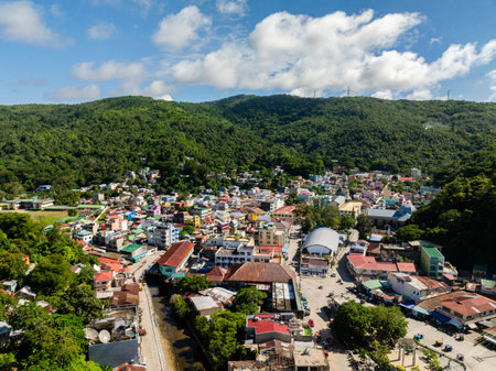 Aerial view of the residential area and buildings in Romblon City. Philippines.