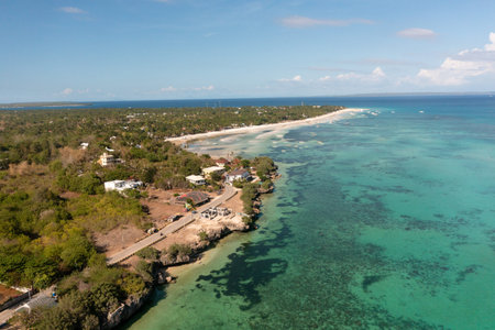 Coastal area with jumping cliffs, tourist destination in Bantayan Island. The Ruins in Santa Fe, Cebu, Philippines.の写真素材