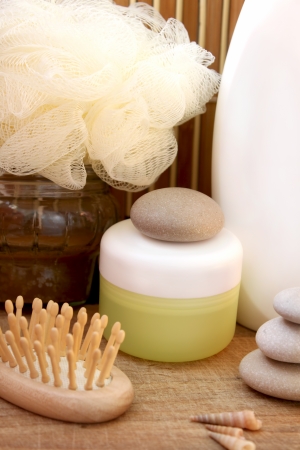 cream and spa thingsの写真素材