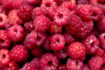sweet berry fruits, delicious ripe raspberries  