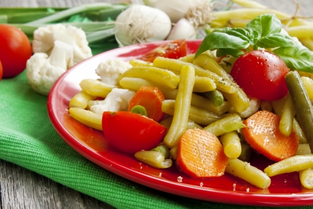 Haricot beans salad with vegetablesの写真素材