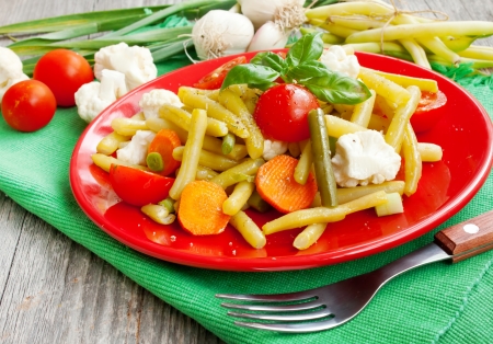 Haricot beans salad with vegetablesの写真素材